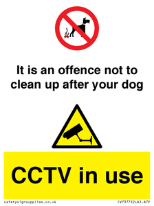 It is an offence not to clean up after your dog. CCTV in use